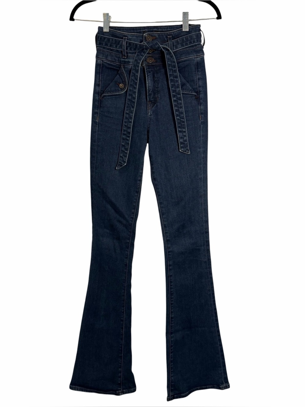 Veronica Beard Giselle High-Rise Flare Jeans with Self-Tie Belt